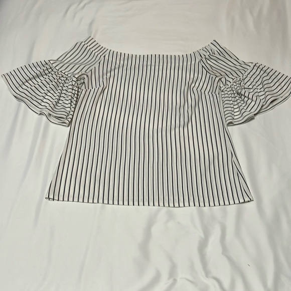 Banana Republic Striped Off the Shoulder Bell Sleeve Top - Picture 1 of 4
